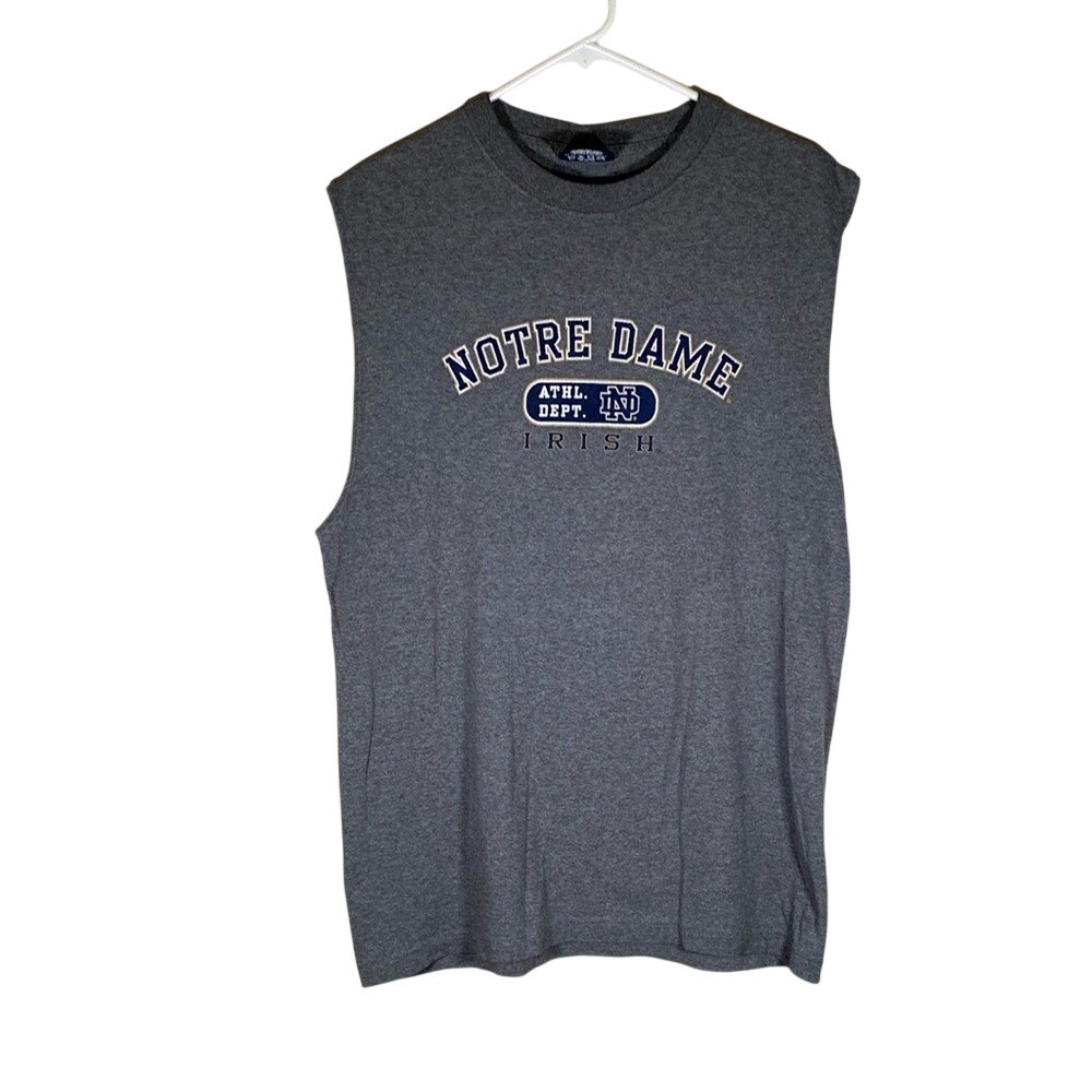 Vintage Y2K jansport Notre Dame Sleeveless Gray Shirt size large